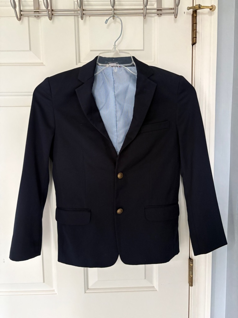 Tommy Hilfiger Boys Navy Two-Button Blazer with Brass Buttons